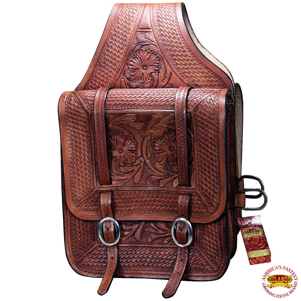 Mahogany Leather Western Saddle Bag D589