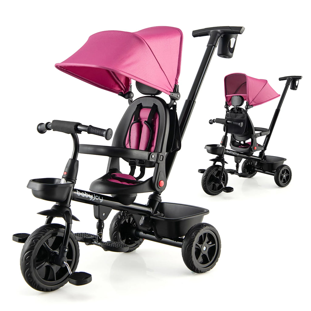 4-in-1 Toddler Tricycle with Adjustable Push Handle J944