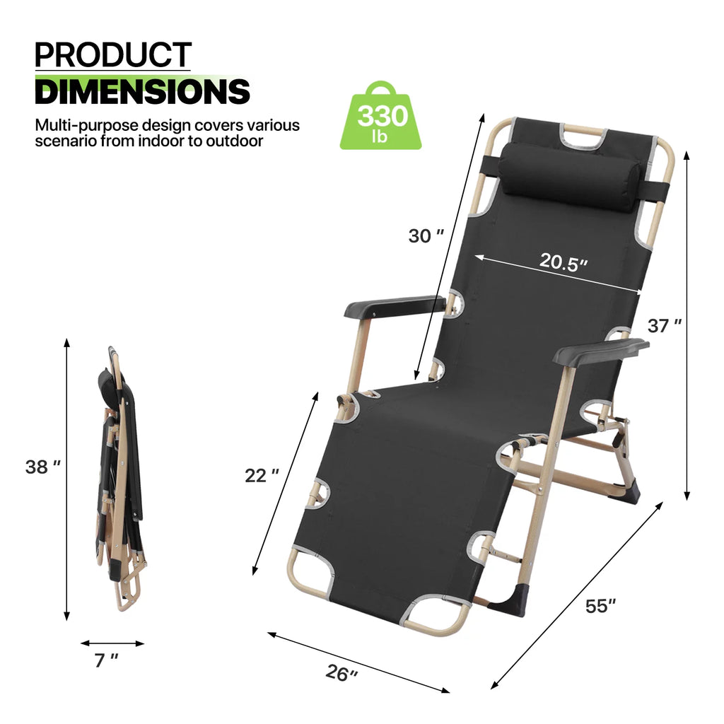 Zero Gravity Lounge Chair with Adjustable Headrest, Black G8313