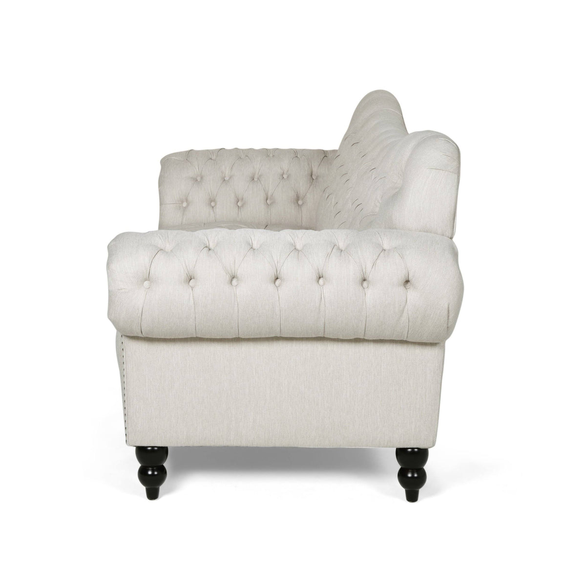 Charcoal Button Tufted Fabric 3 Seater Sofa B3551