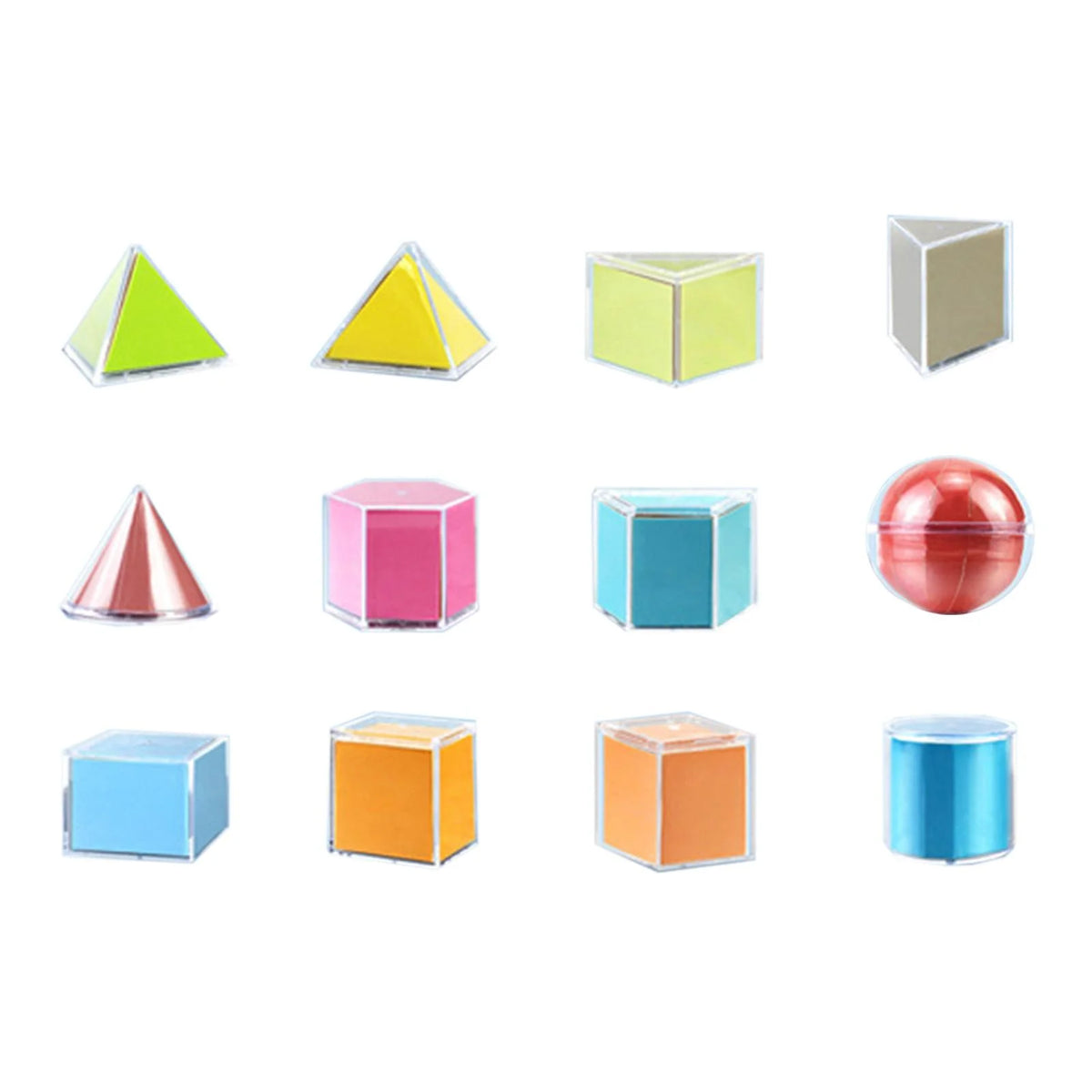 12 Pieces 3D Geometric Shapes Blocks Pattern Blocks Educational Toy T38610