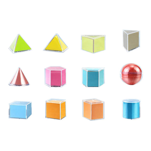 12 Pieces 3D Geometric Shapes Blocks Pattern Blocks Educational Toy T38610