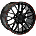 17 inch Gloss Black with Red Band 17x9.5 Rim P89195