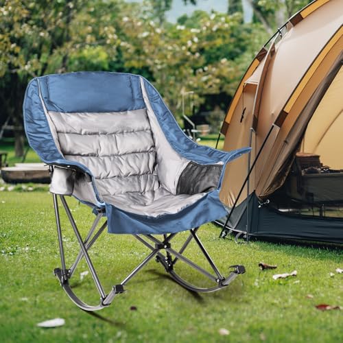 Oversized Padded Rocking Camping Chair with Cup Holder E41942