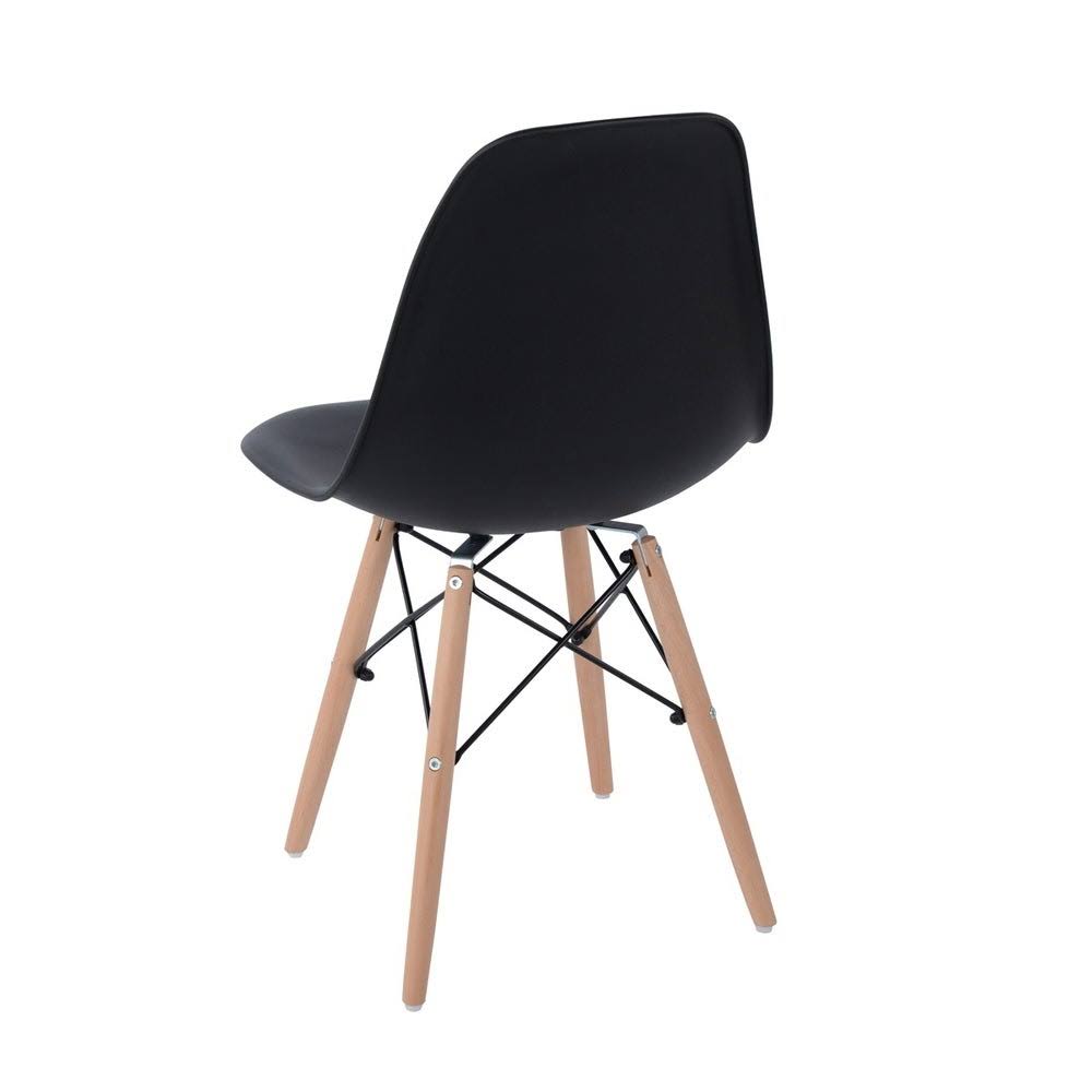 Black Plastic Dining Chair with Beech Wood Legs (Set of 6) A9024