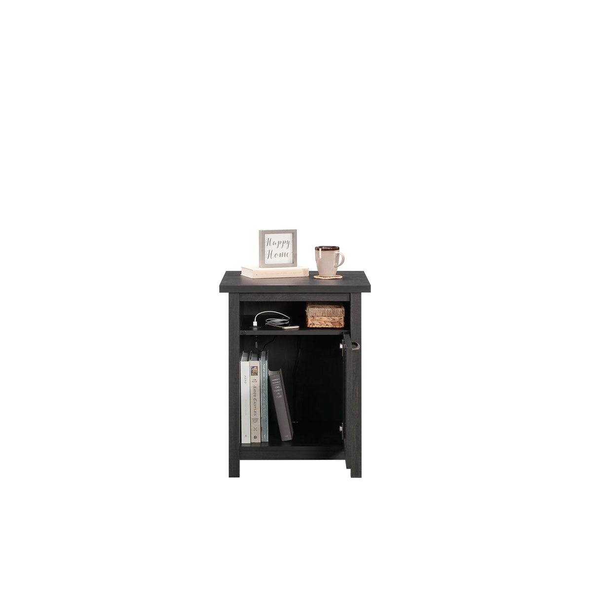 Black Finish USB Side Table Y608