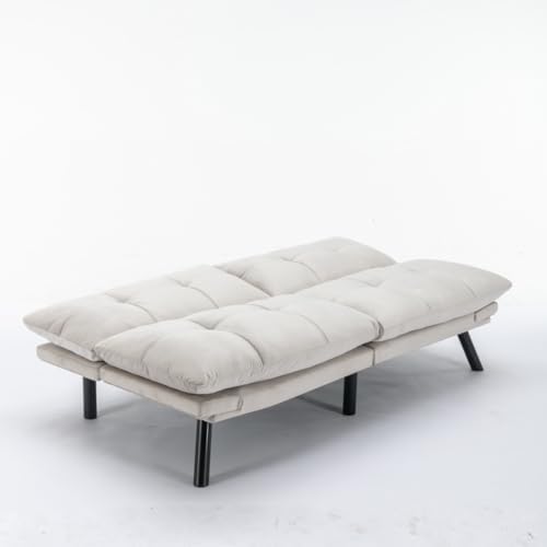 Velvet Convertible Sleeper Sofa Couch with Metal Legs B138