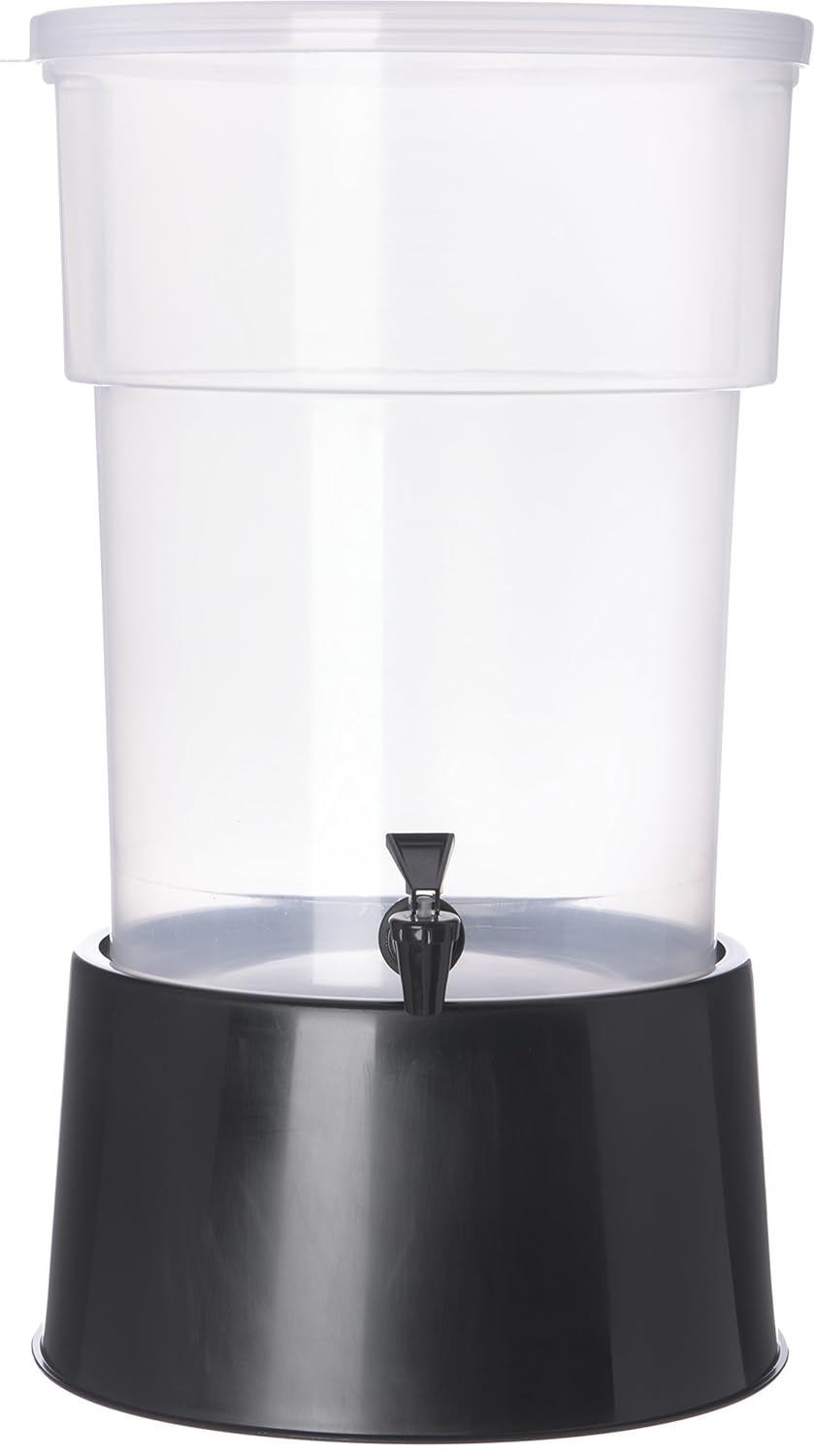 Polypropylene Round Beverage Dispenser with Base, 5 gal. Capacity, Black, Pack of 2 W43364