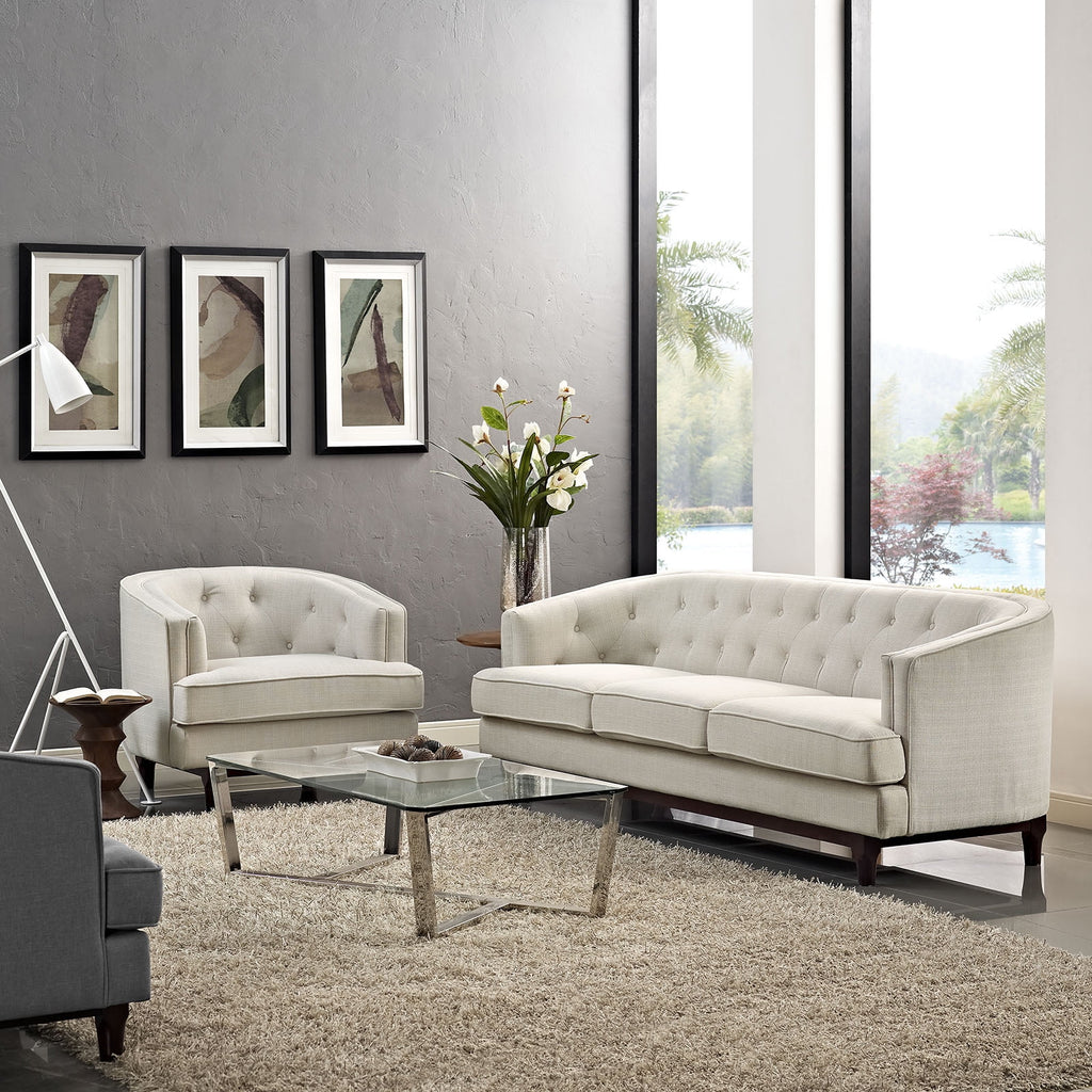 Beige Fabric Sofa Set of Two J578