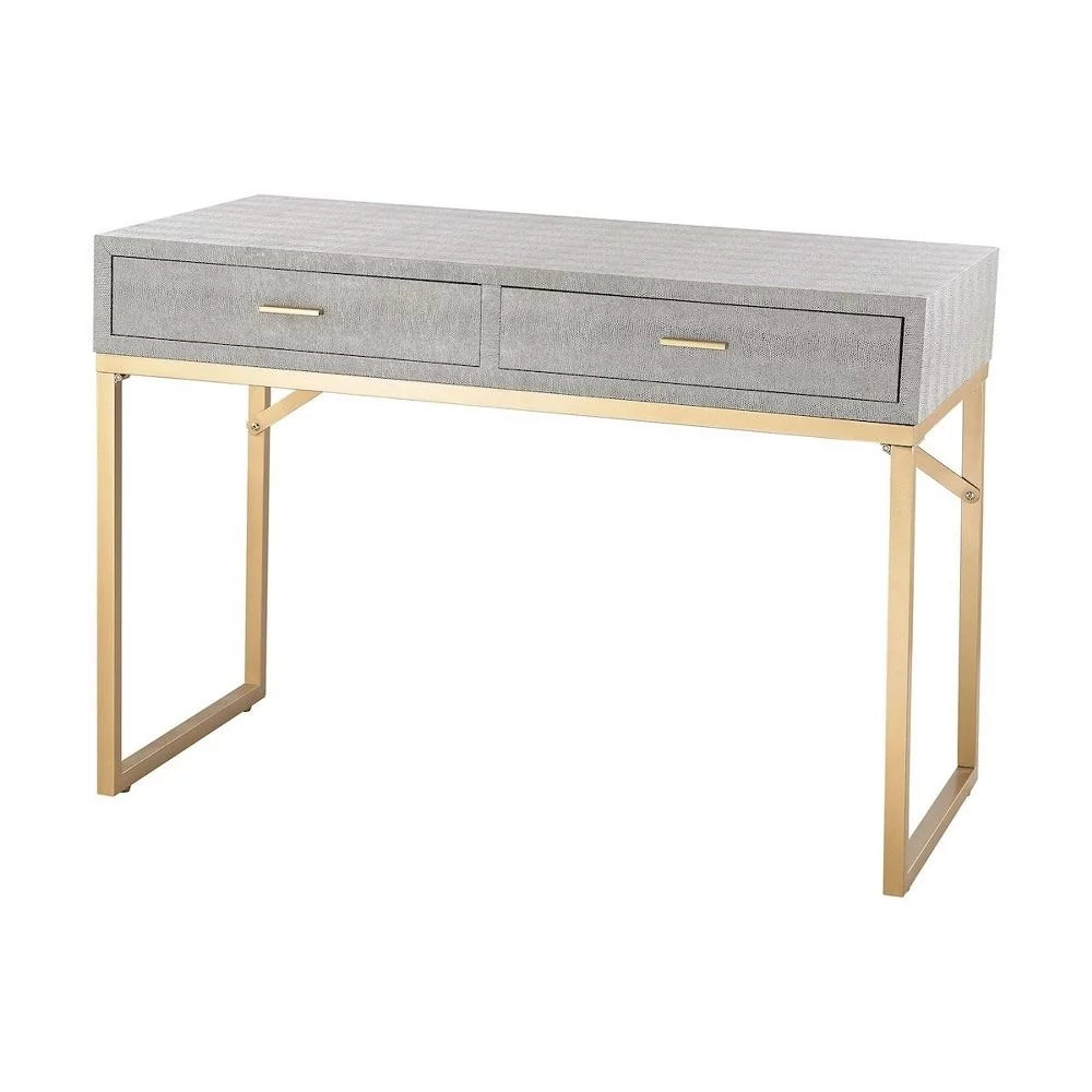 Grey 2-Drawer Faux Shagreen Desk U35282