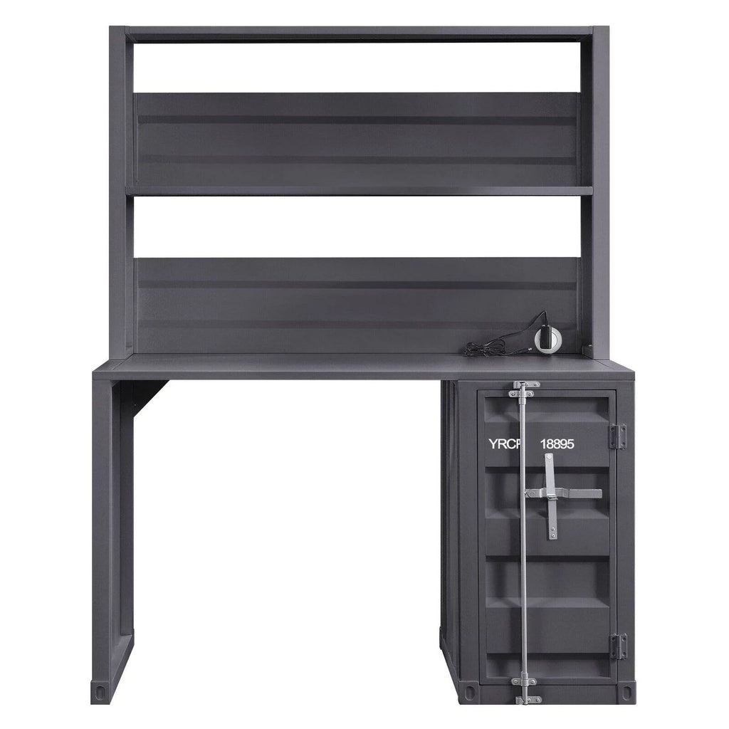 Metal Frame Desk and Hutch with Storage Base in Blue G9821