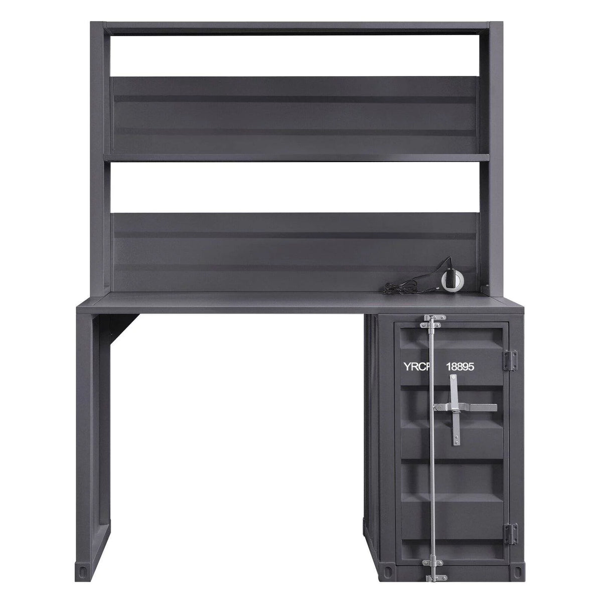 Metal Frame Desk and Hutch with Storage Base in Blue G9821