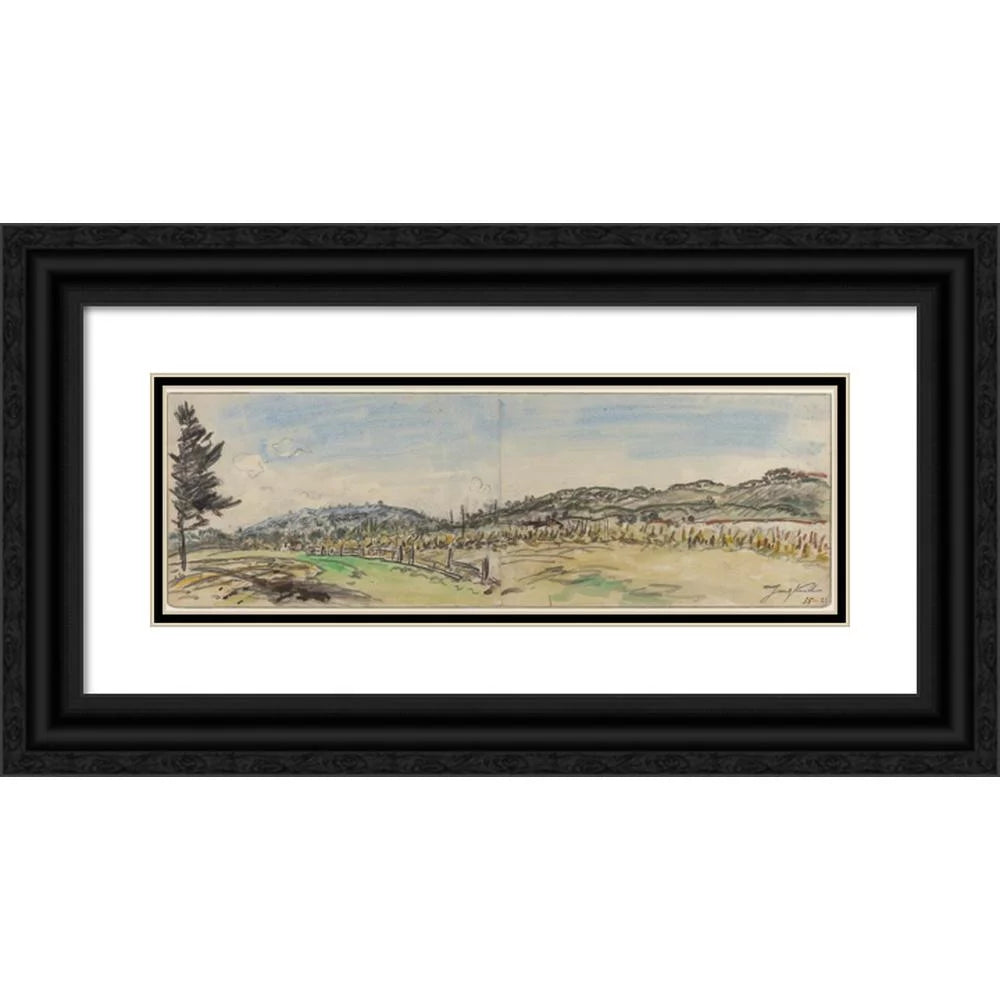 Black Ornate Wood Framed Double Matted Museum Art Print X688