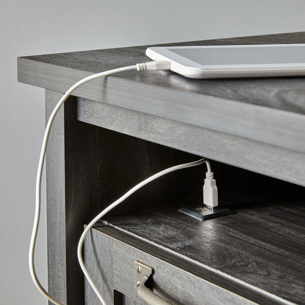Black Finish USB Side Table Y608