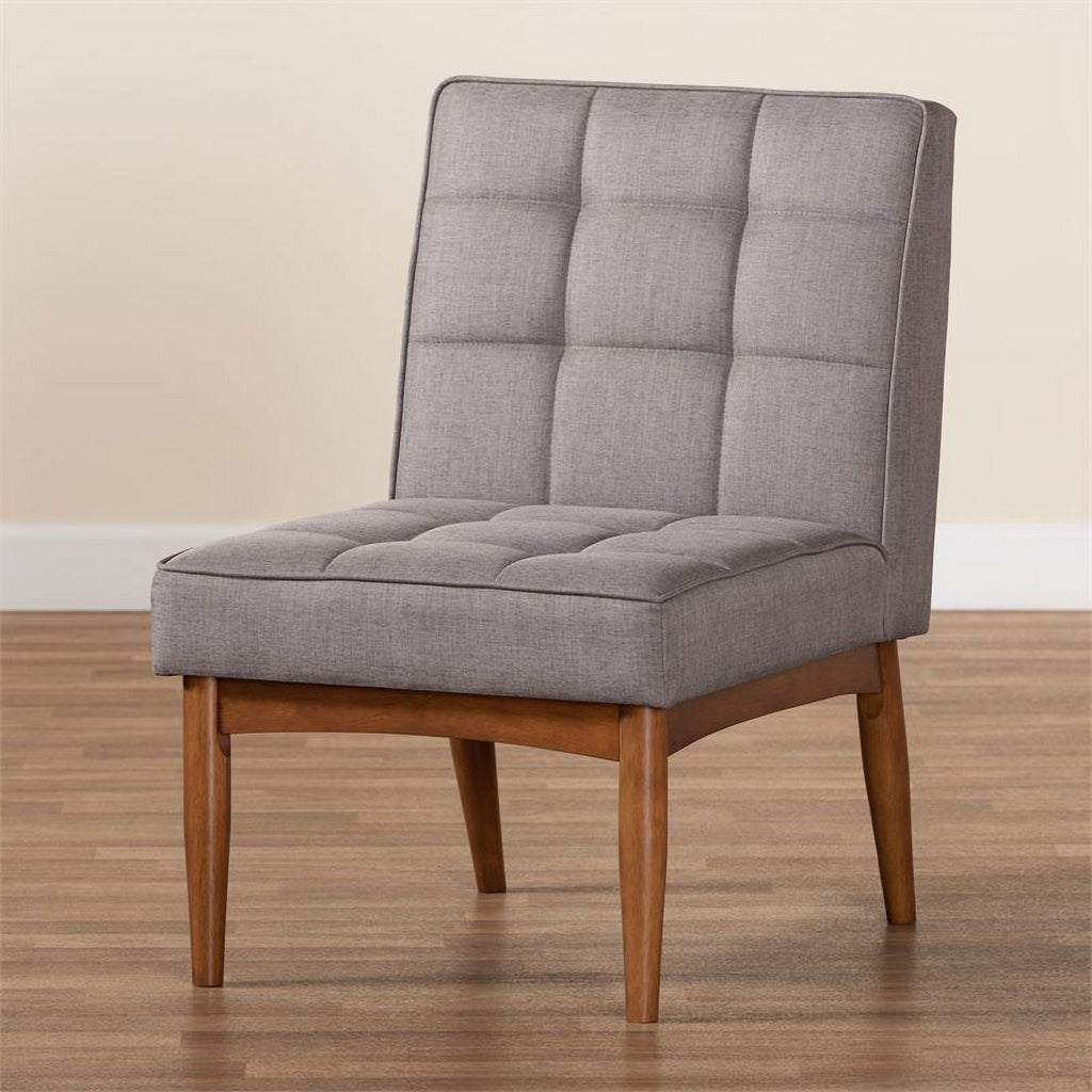 Grey and Walnut Brown Wood Dining Chair H496