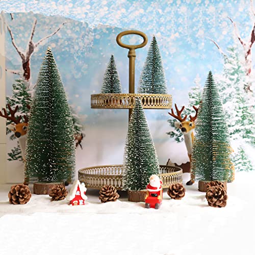 Mini Christmas Trees with Snow and Wooden Base X38549