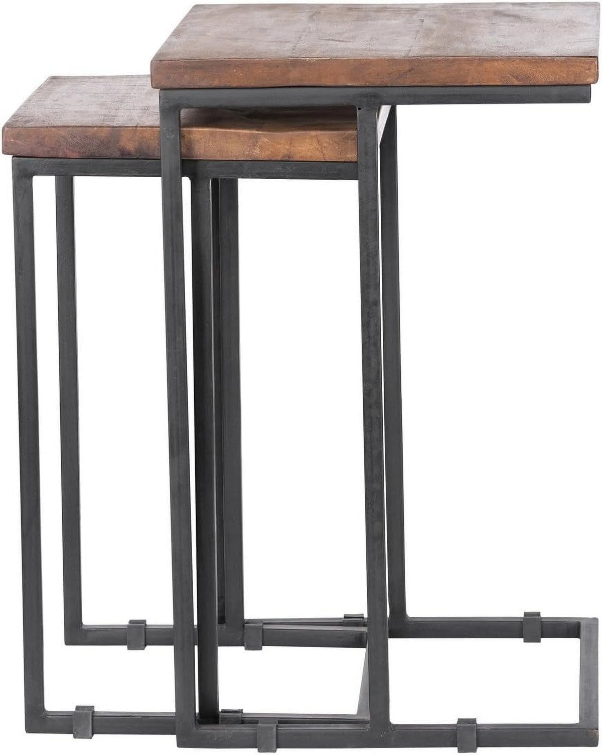 Wood Top Nesting Tables with Black Iron Base S5999