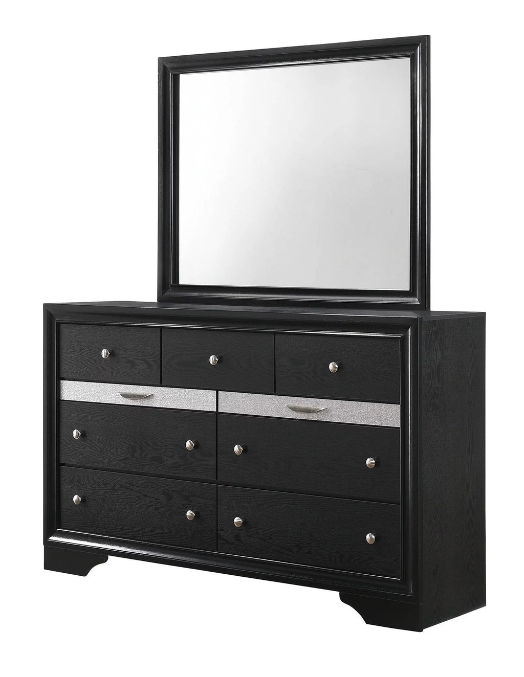 Black 5pc King Size Storage Bed Dresser Mirror Nightstand Set T185122