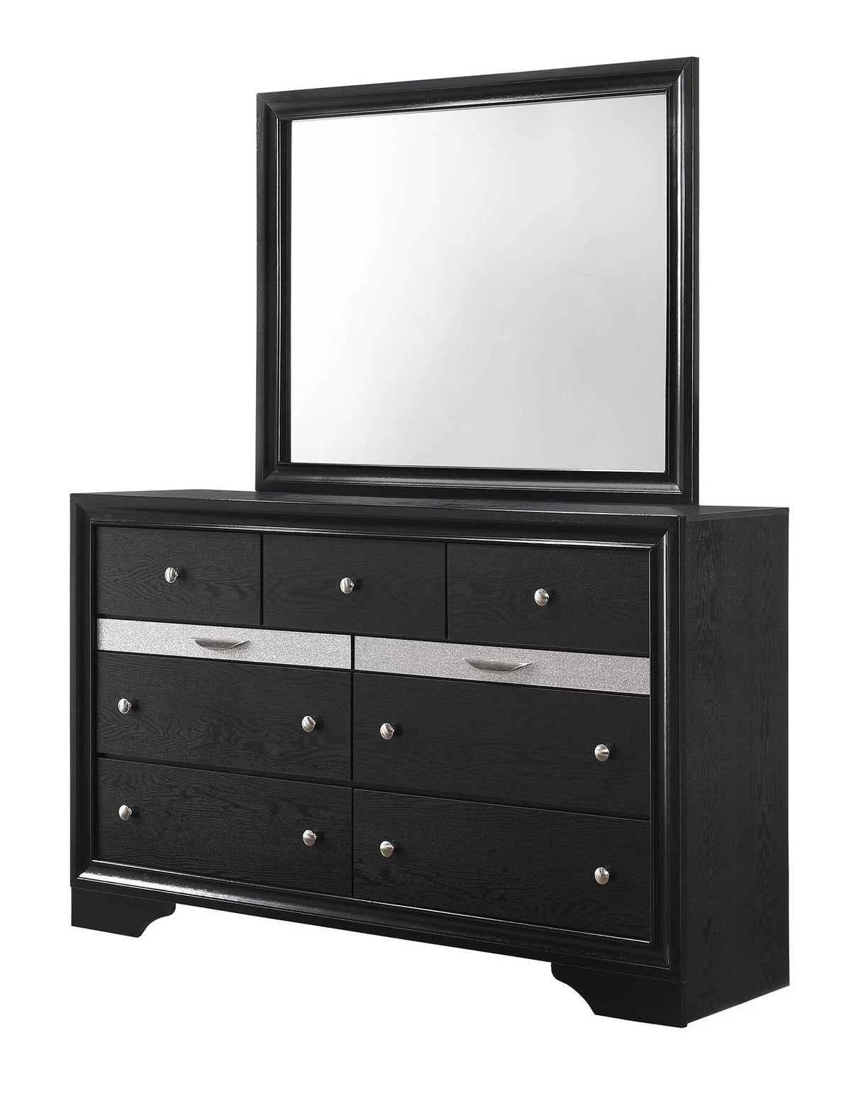 Black 5pc King Size Storage Bed Dresser Mirror Nightstand Set T185122