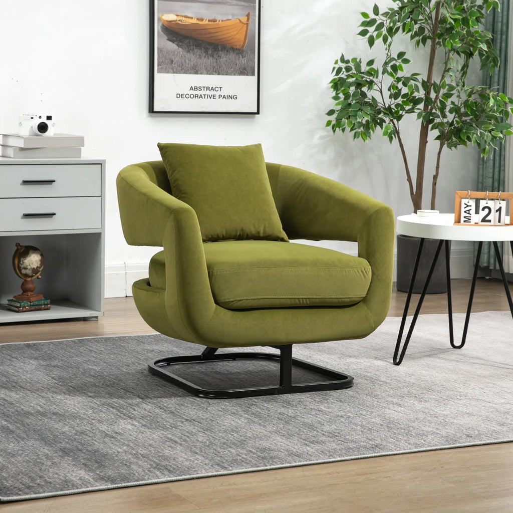 Olive Upholstered Tufted Velvet Accent Chair with Metal Stand N304