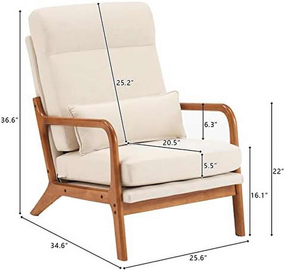 Linen Fabric Upholstered Accent Armchair X512748