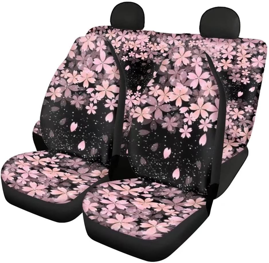 Red Kiss Lips Print 4pcs Car Seat Cover Set M1577