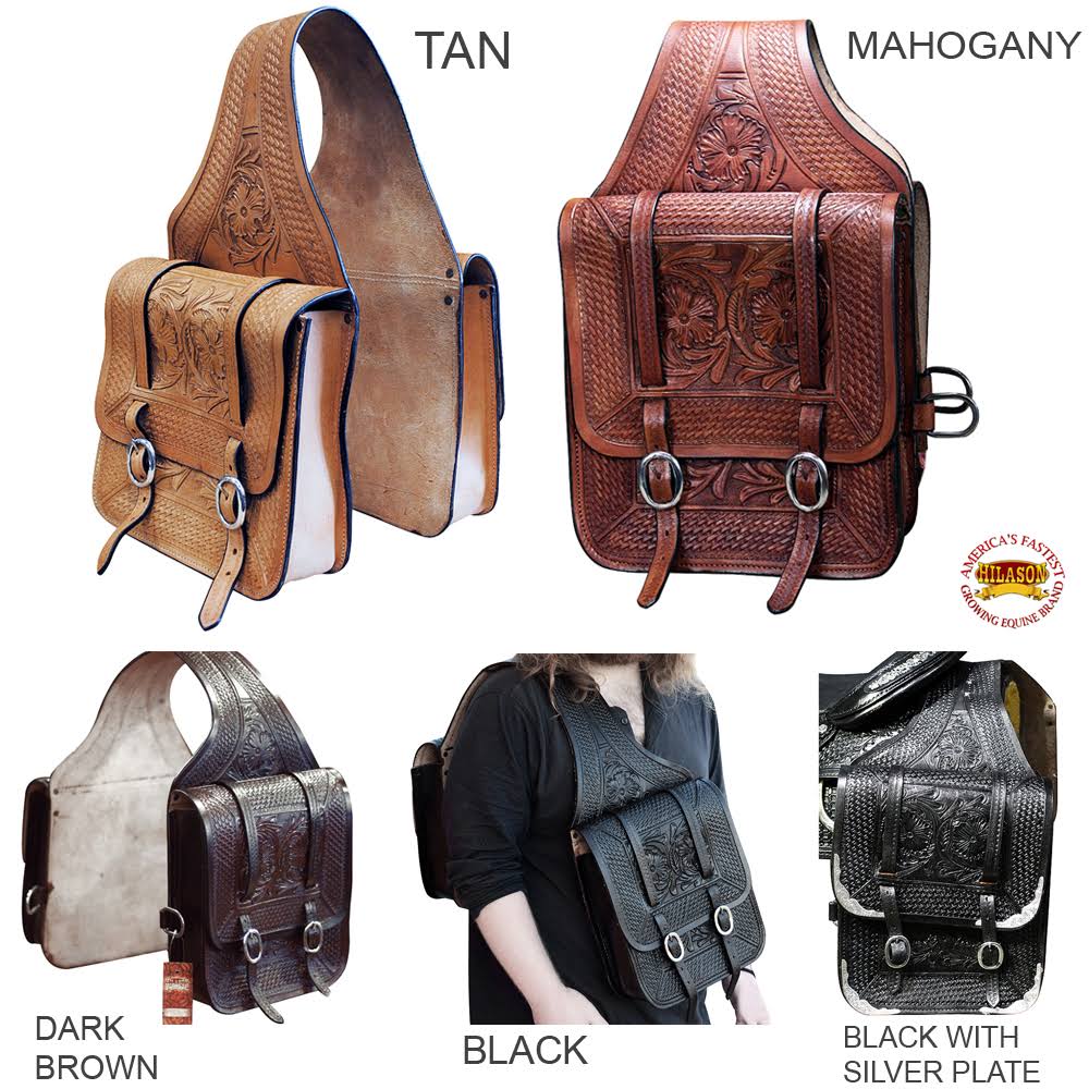 Mahogany Leather Western Saddle Bag D589