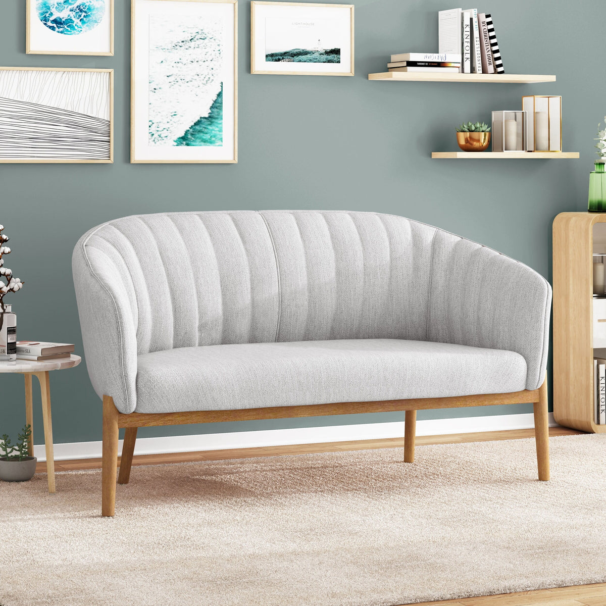 Teal Brown Loveseat J134