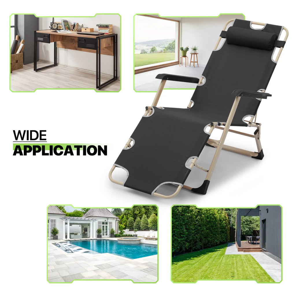 Zero Gravity Lounge Chair with Adjustable Headrest, Black G8313