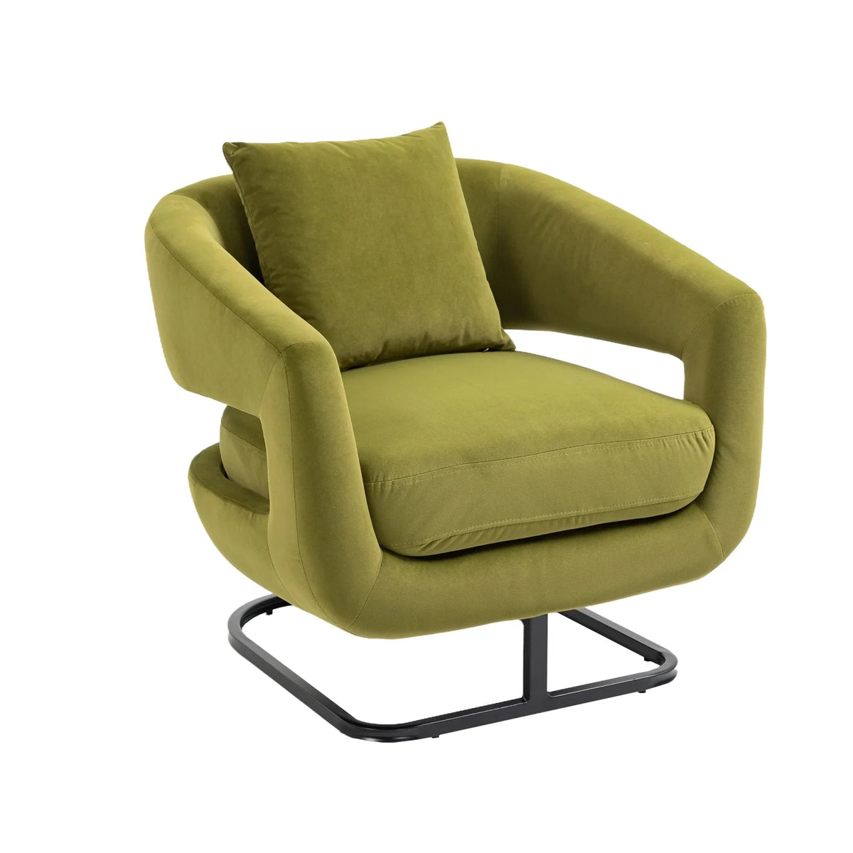 Olive Upholstered Tufted Velvet Accent Chair with Metal Stand N304