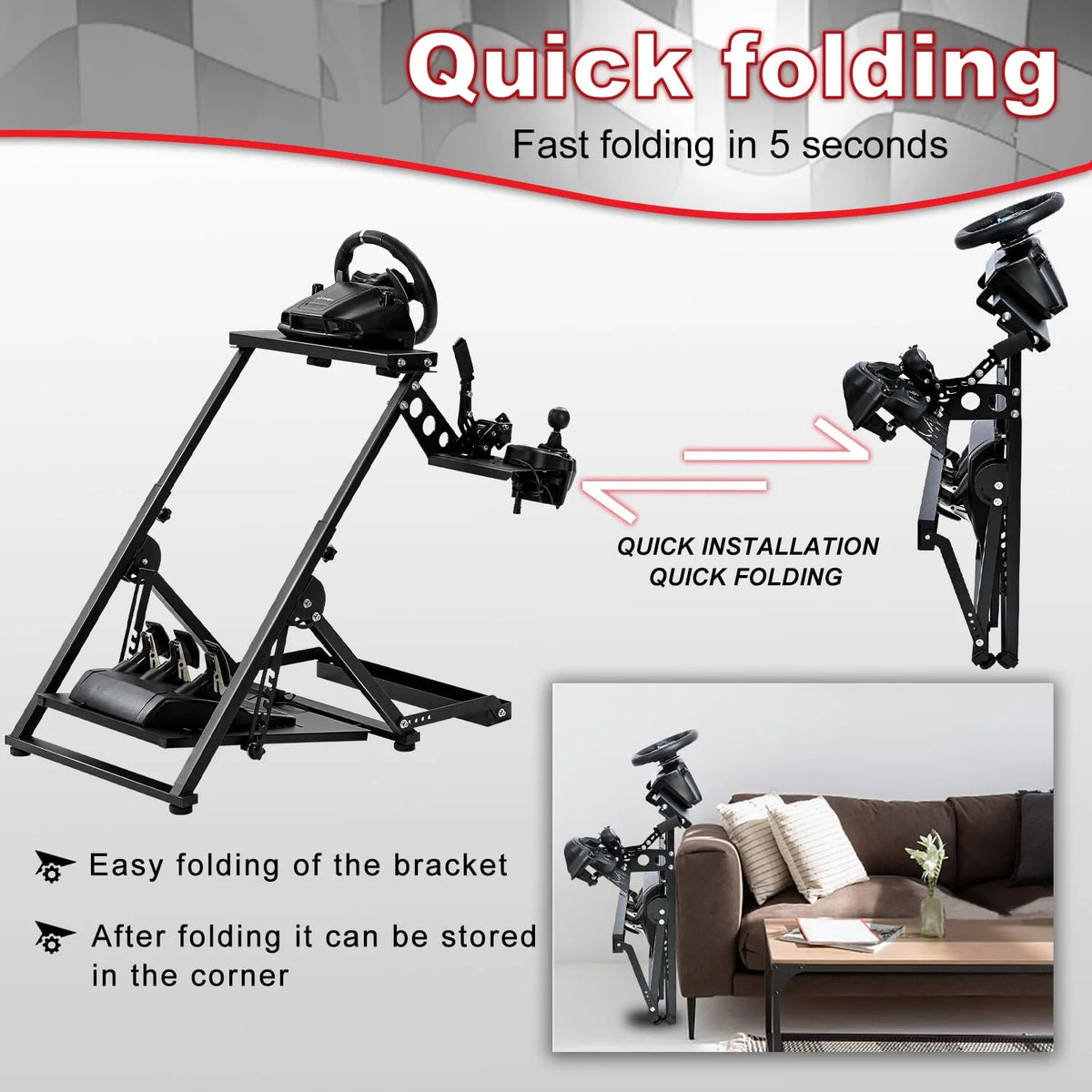 Foldable Racing Wheel Stand C557634