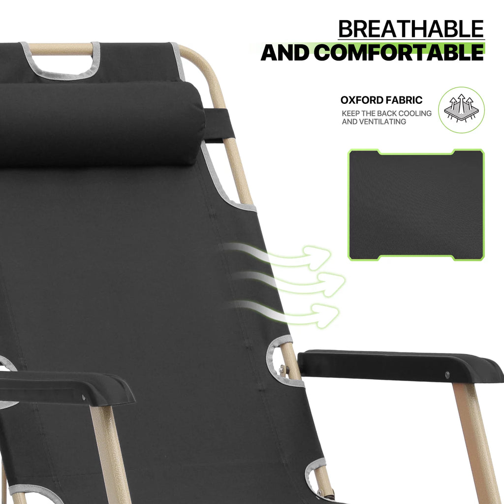 Zero Gravity Lounge Chair with Adjustable Headrest, Black G8313
