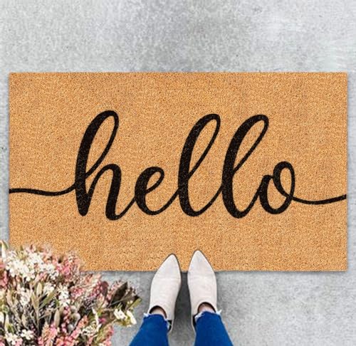 Natural Coir Welcome Mat with Black Border 16.5 x 29 Inch C5832