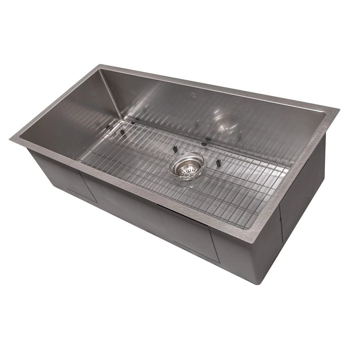36 in. Undermount Single Bowl Stainless Steel Kitchen Sink with Bottom Grid X129283