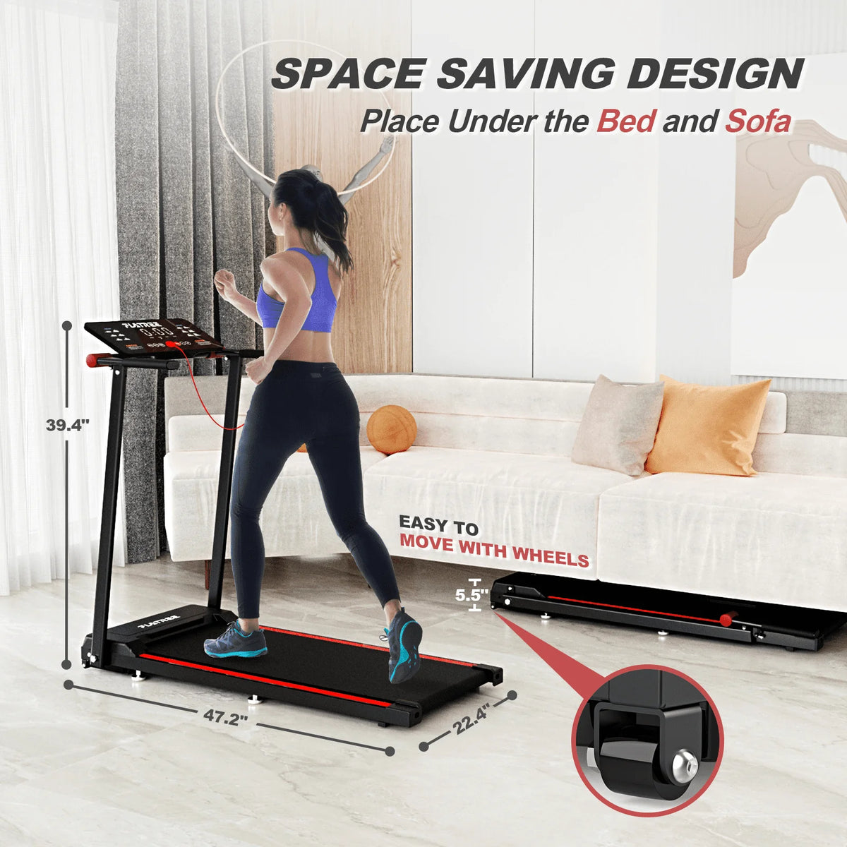 Folding Treadmill with 12 Preset Programs, 3.0 HP and 220 LBS Capacity Z68177