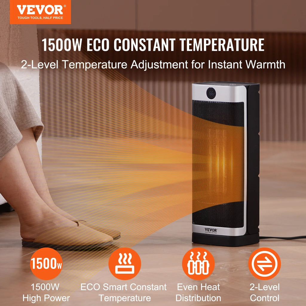 1500W Electric Fan Forced Portable Space Heater 16 in with Thermostat Q88564
