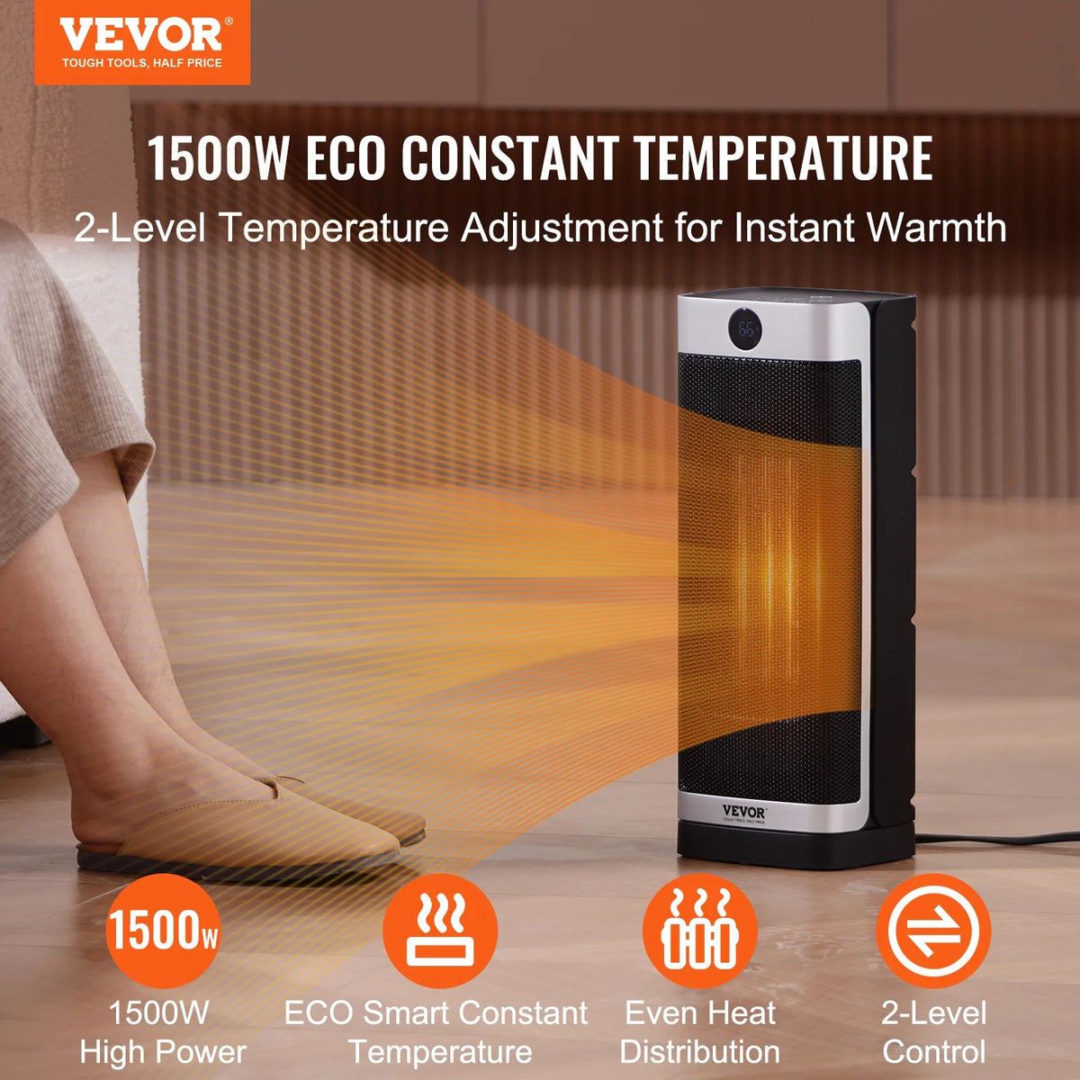 1500W Electric Fan Forced Portable Space Heater 16 in with Thermostat Q88564