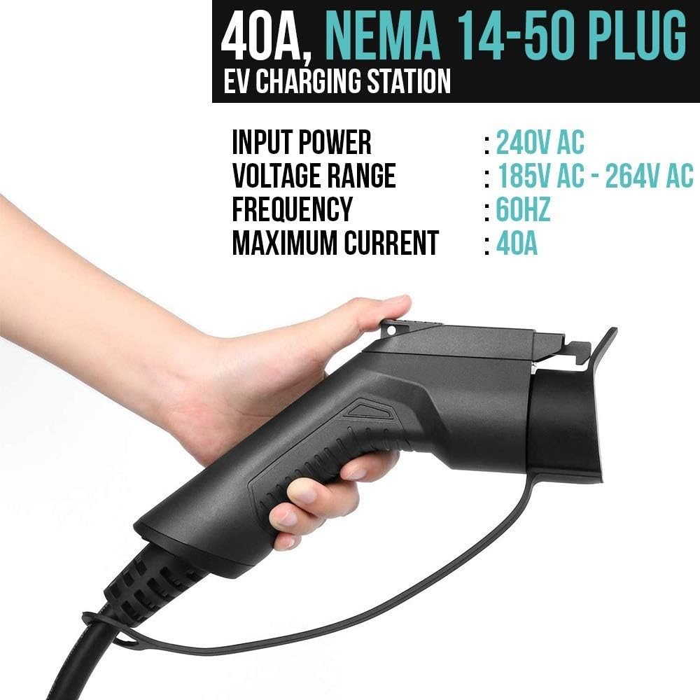 240V 40 Amp Level 2 EV Charging Station with 20ft J1772 Cable and NEMA 14-50 Plug Y611586