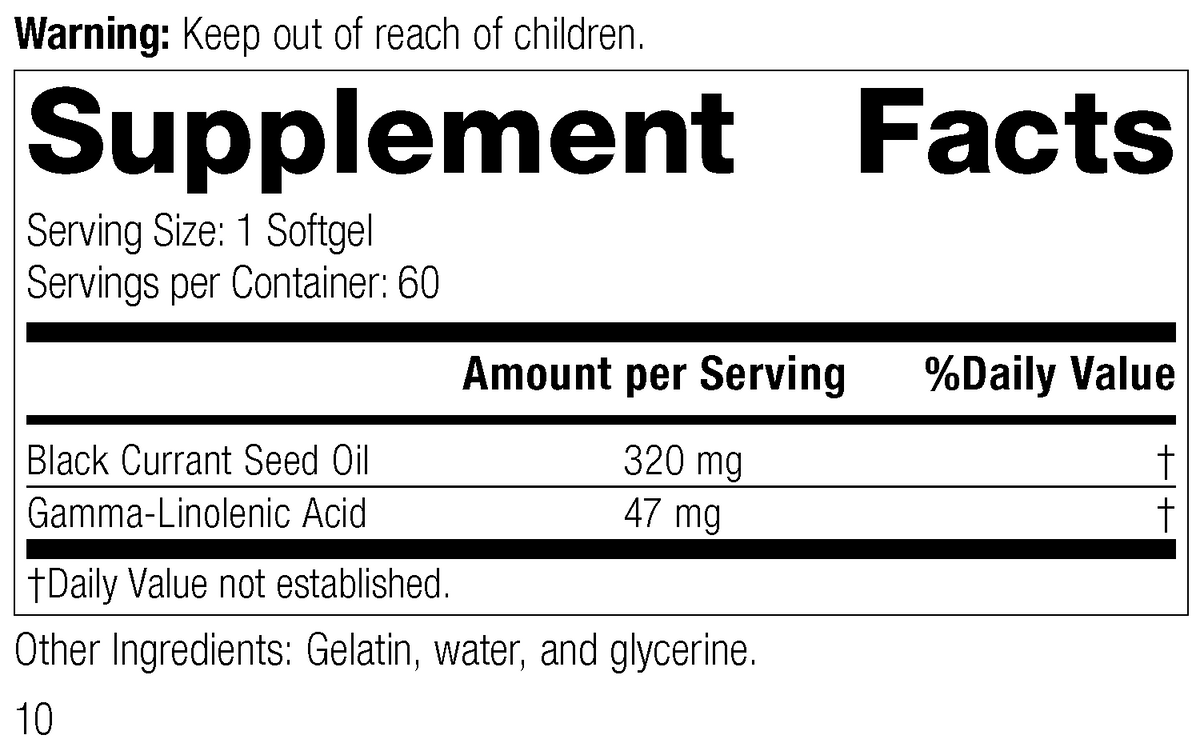 Black Currant Seed Oil 60 Softgels T83427