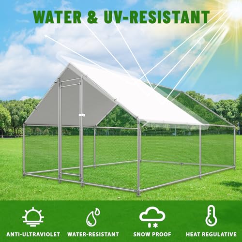 Large Metal Walk-in Chicken Coop with Anti-UV Cover H1131