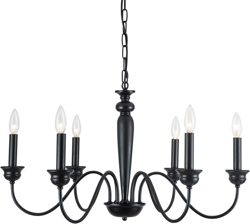 Black 6-Light Candelabra Industrial Chandelier, 28 inches V61529