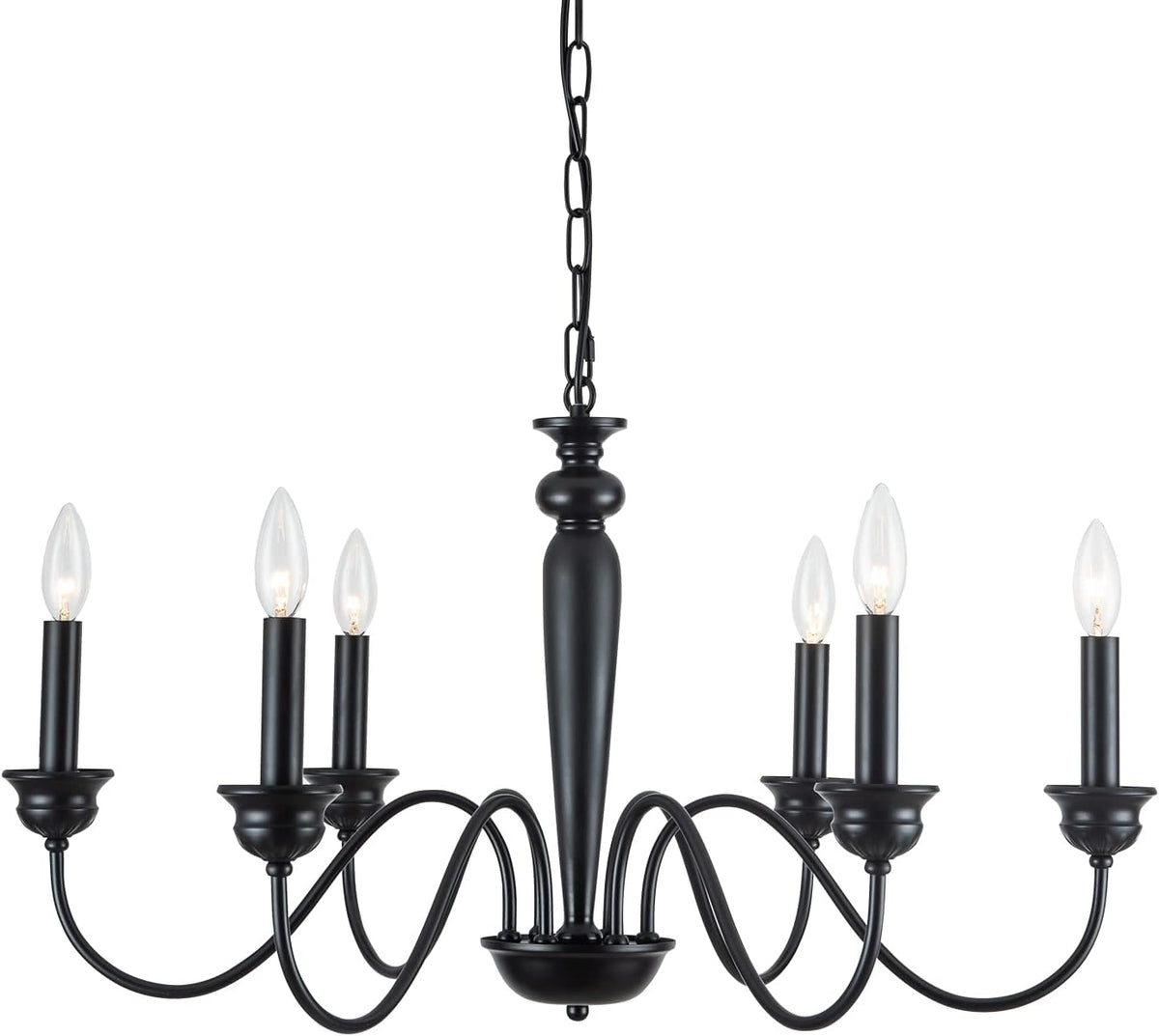 Black 6-Light Candelabra Industrial Chandelier, 28 inches V61529