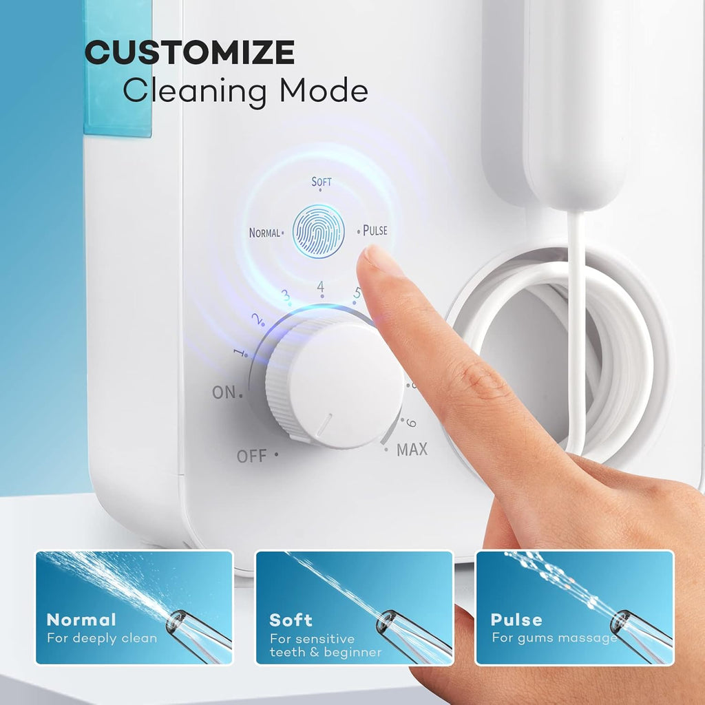 Water Flosser 600ML Oral Irrigator with 3 Flossing Modes, 10 Settings, 7 Tips, Pack of 2 Y61812