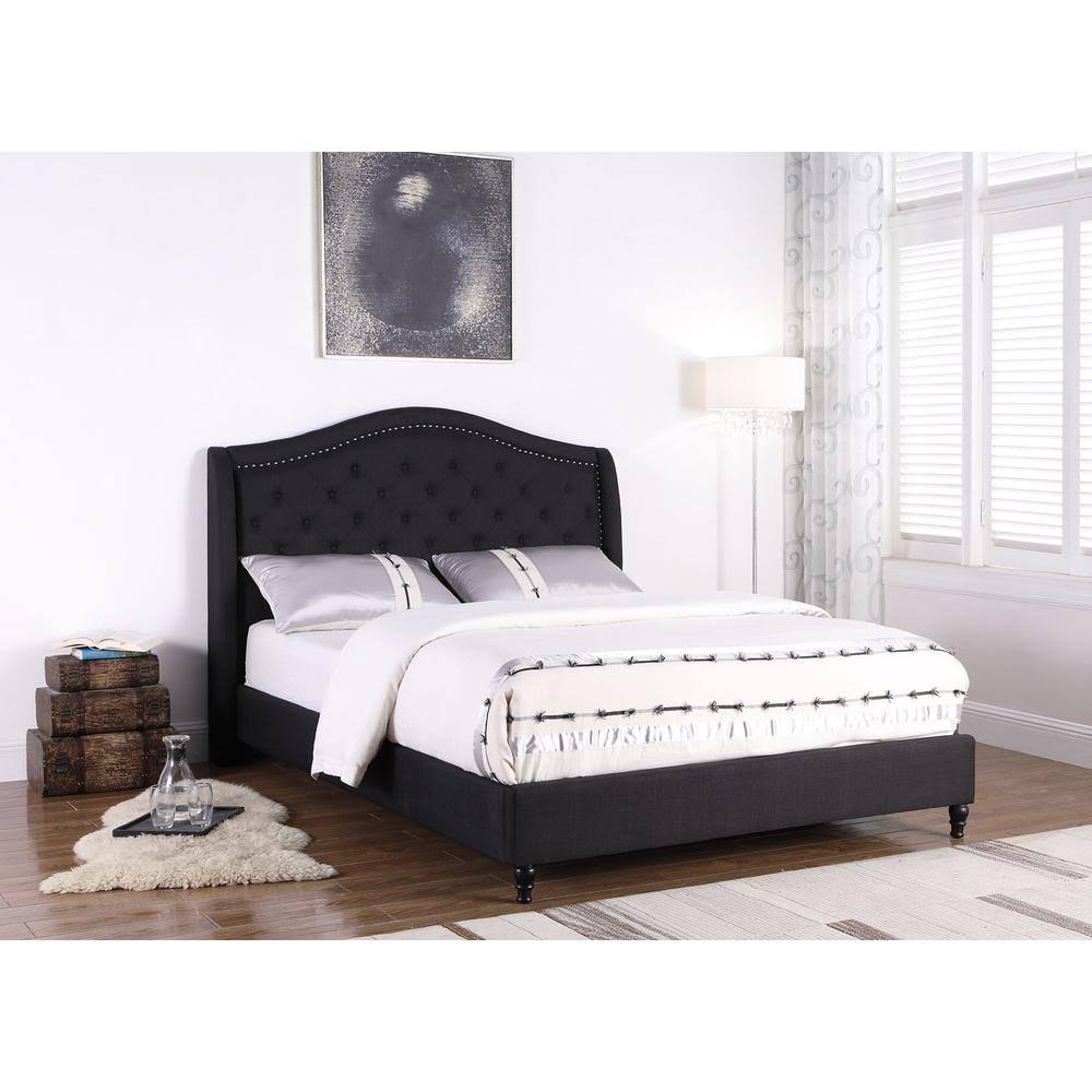 Black King Upholstered Platform Bed O268