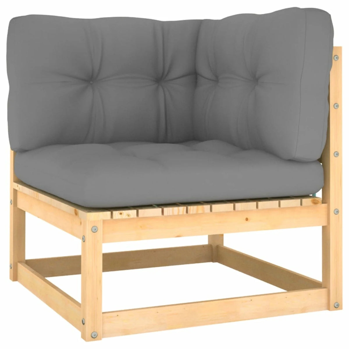 11 Piece Patio Lounge Set with Gray Cushion Pinewood Sectional Outdoor Furniture Set L26996
