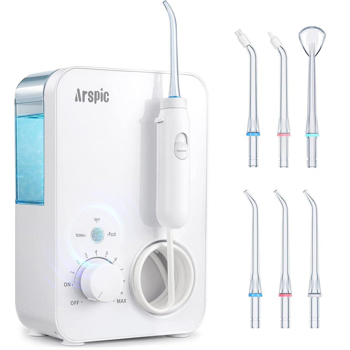 Water Flosser 600ML Oral Irrigator with 3 Flossing Modes, 10 Settings, 7 Tips, Pack of 2 Y61812