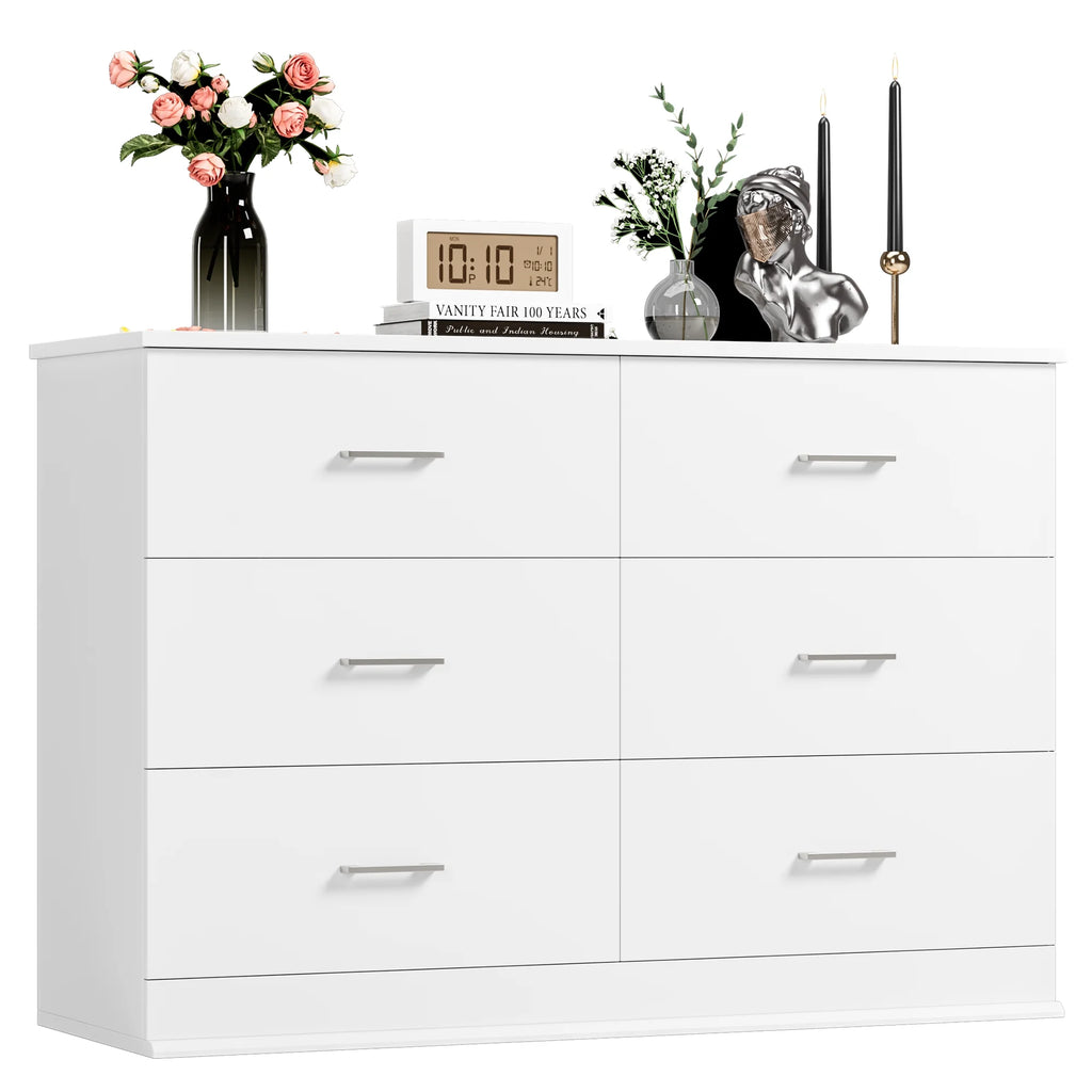 White 6 Drawer Wood Dresser S95173