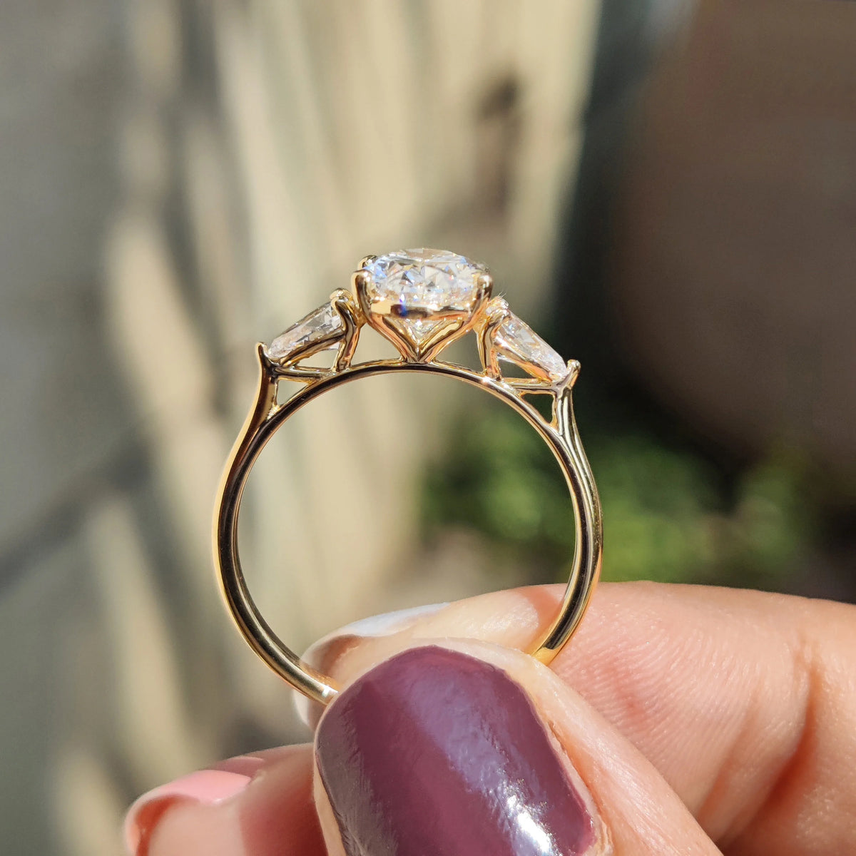3tcw Oval Moissanite Three Stone Engagement Ring I1393