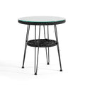 Round Rattan Coffee Table with Tempered Glass Top R365526