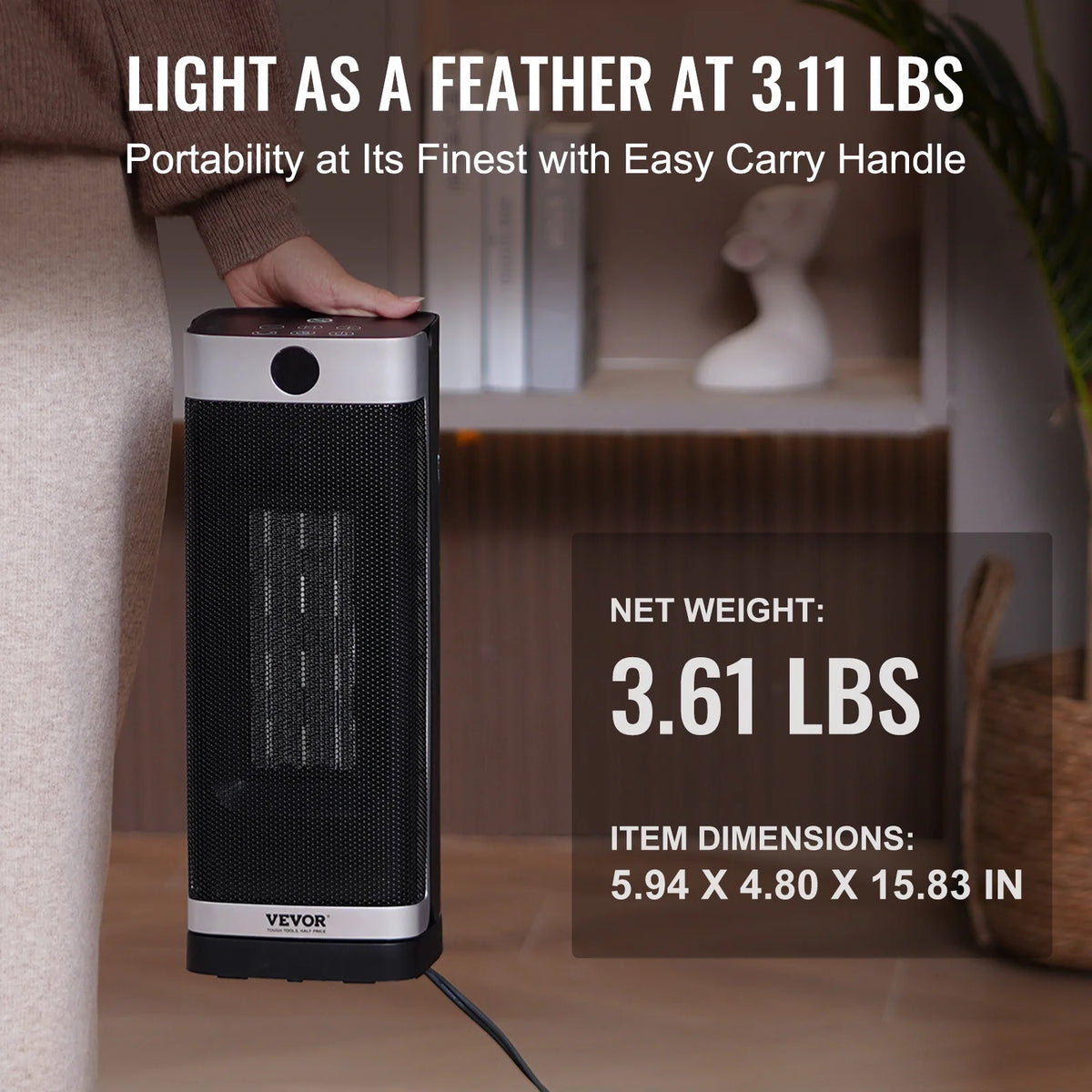 1500W Electric Fan Forced Portable Space Heater 16 in with Thermostat Q88564